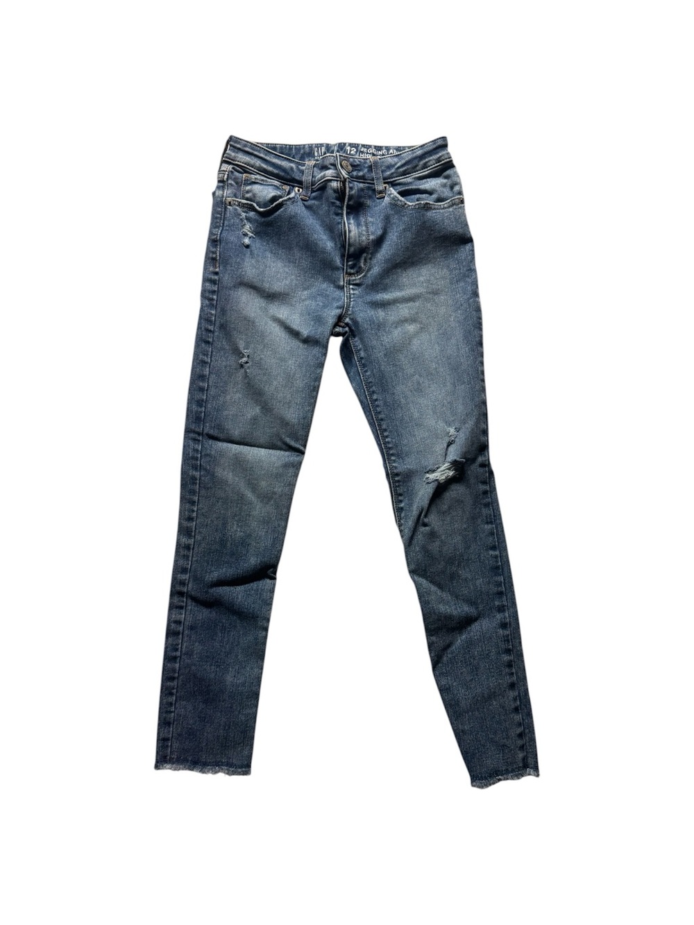 Gap Kids Girls Jegging Ankle High Rise Distressed Jeans Size 12 Blue